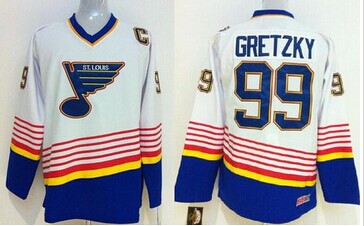 St. Louis Blues #99 Wayne Gretzky White CCM Throwback NHL Jersey