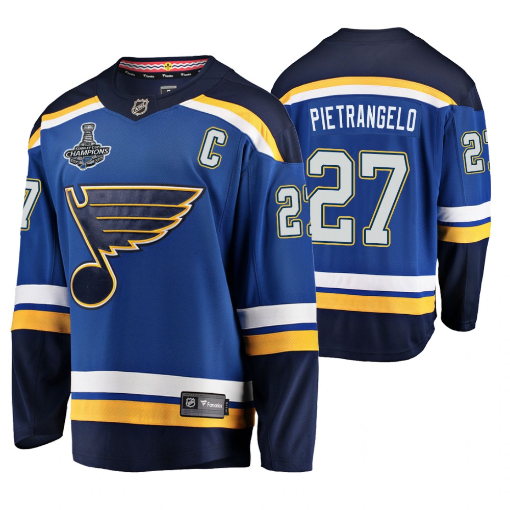St. Louis Blues Alex Pietrangelo Blue 2019 Stanley Cup Champions Home Men's Jersey