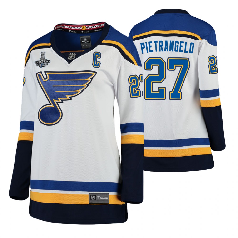 St. Louis Blues Alex Pietrangelo White 2019 Stanley Cup Champions Away Women's Jersey
