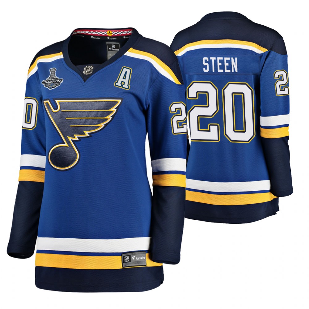 St. Louis Blues Alexander Steen Blue 2019 Stanley Cup Champions Home Women's Jersey