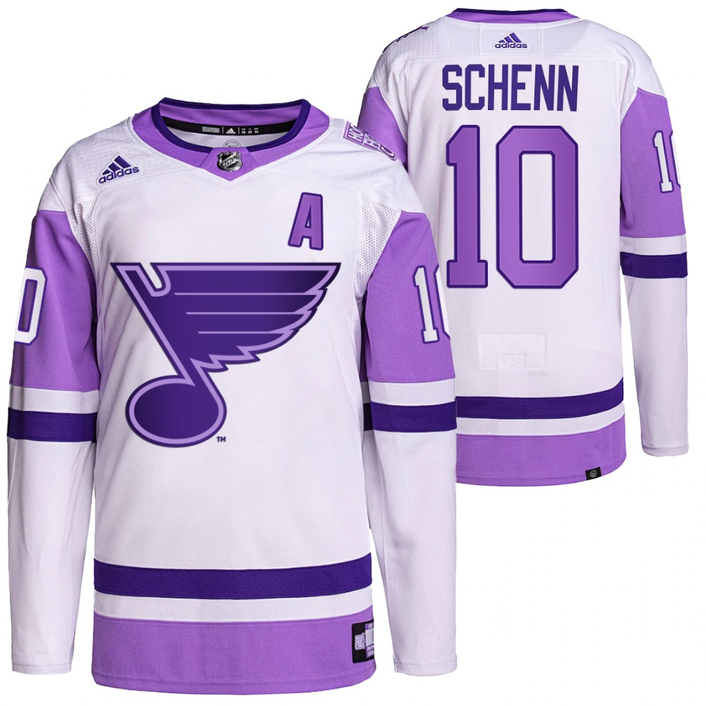 St. Louis Blues Brayden Schenn HockeyFightsCancer White Primegreen Authentic Jersey