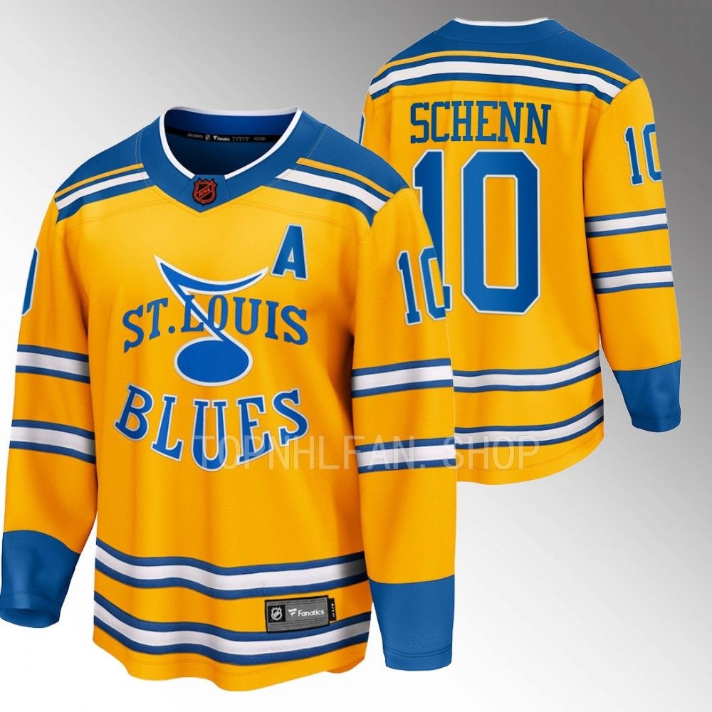 St. Louis Blues Brayden Schenn Yellow 2022 Special Edition 2.0 Breakaway Retro Jersey