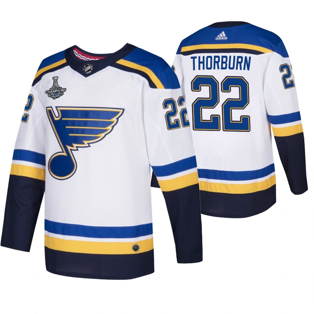 St. Louis Blues Chris Thorburn White 2019 Stanley Cup Champions Men's Jersey