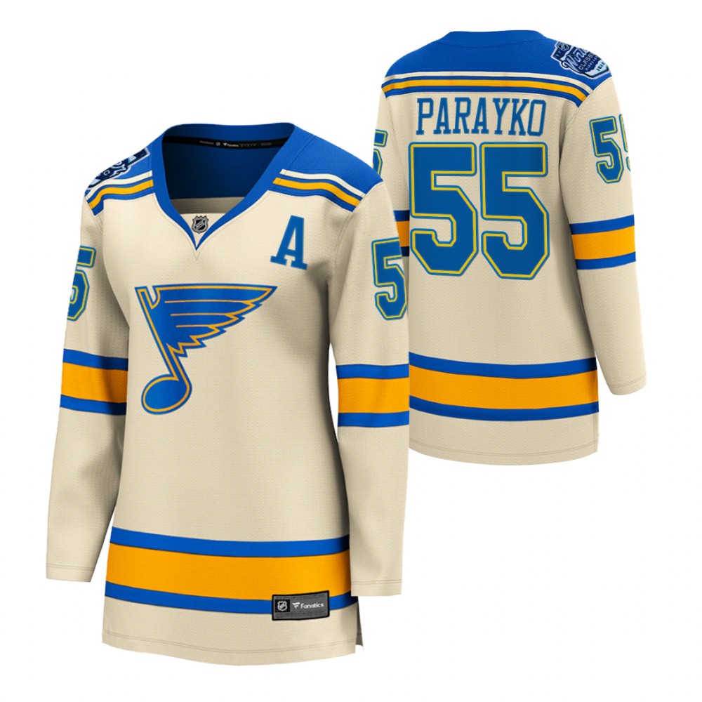 St. Louis Blues Colton Parayko Women Cream 2022 Winter Classic Jersey