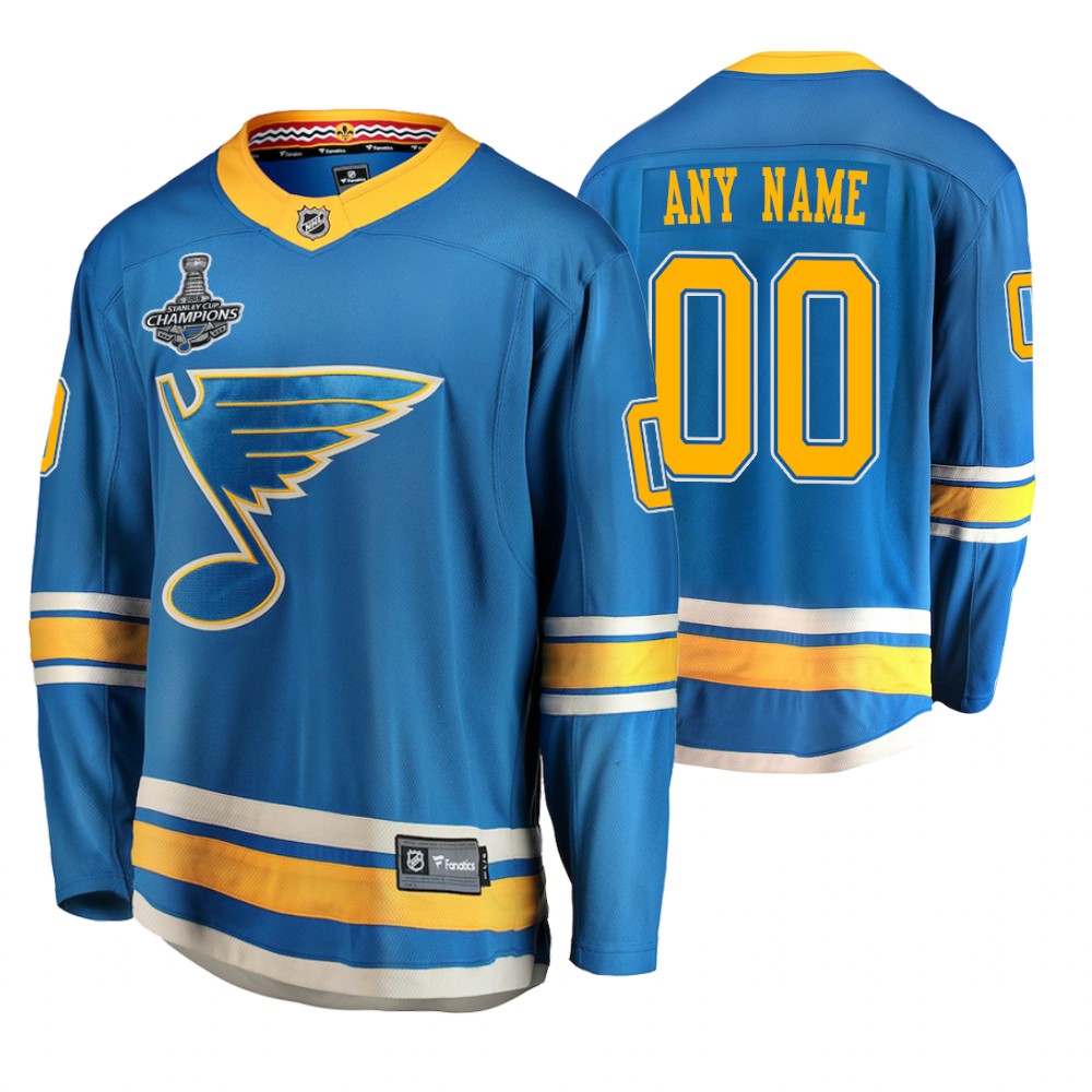 St. Louis Blues Custom Blue 2019 Stanley Cup Champions Alternate Men's Jersey