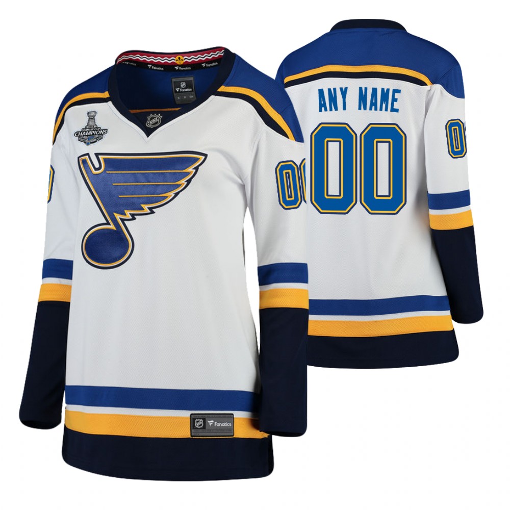 St. Louis Blues Custom White 2019 Stanley Cup Champions Away Women's Jersey