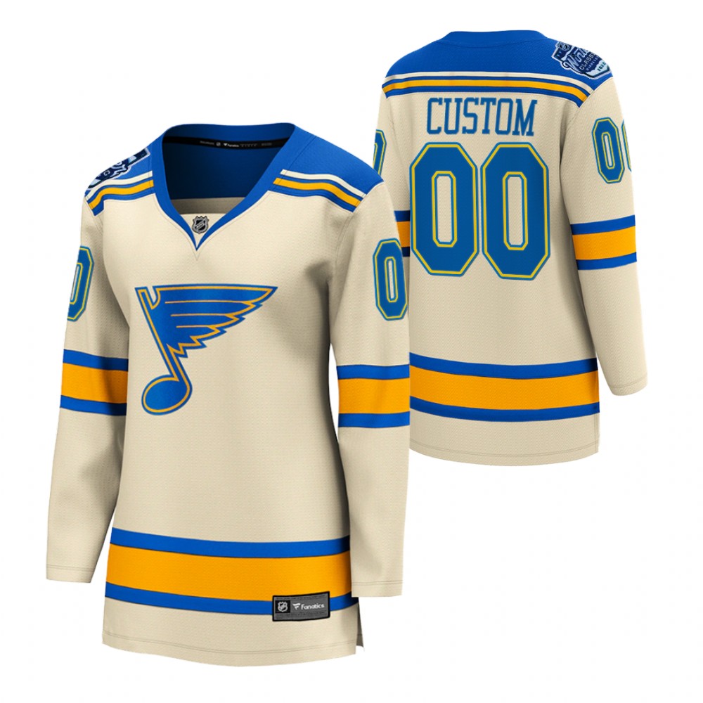 St. Louis Blues Custom Women Cream 2022 Winter Classic Jersey