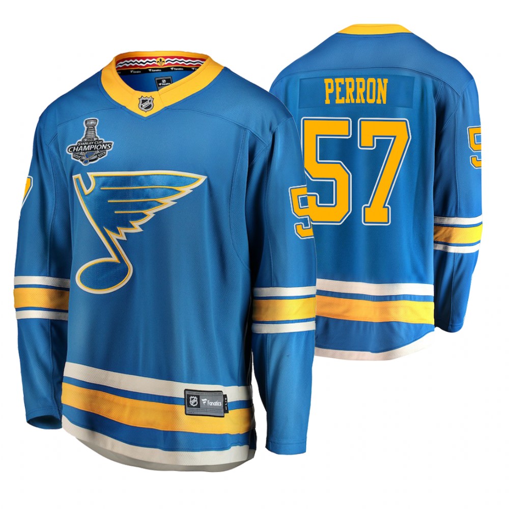 St. Louis Blues David Perron Blue 2019 Stanley Cup Champions Alternate Men's Jersey