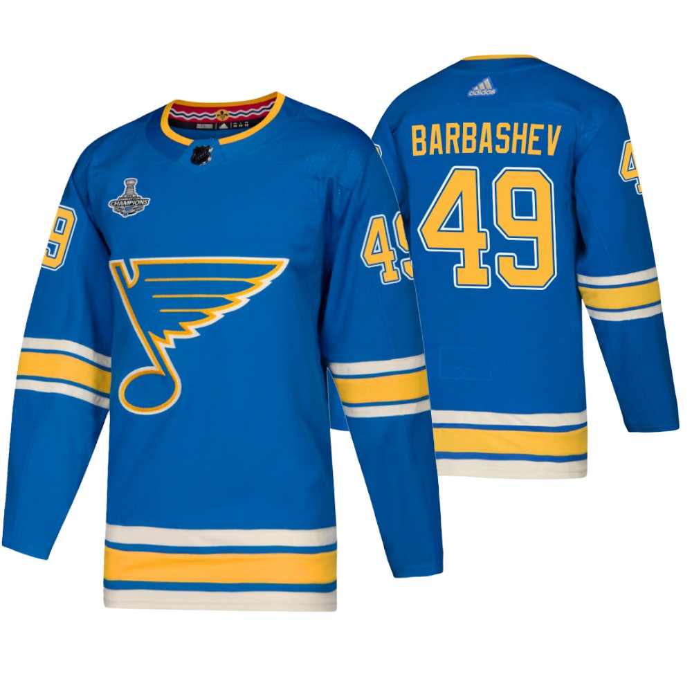 St. Louis Blues Ivan Barbashev Blue 2019 Stanley Cup Champions Men's Jersey