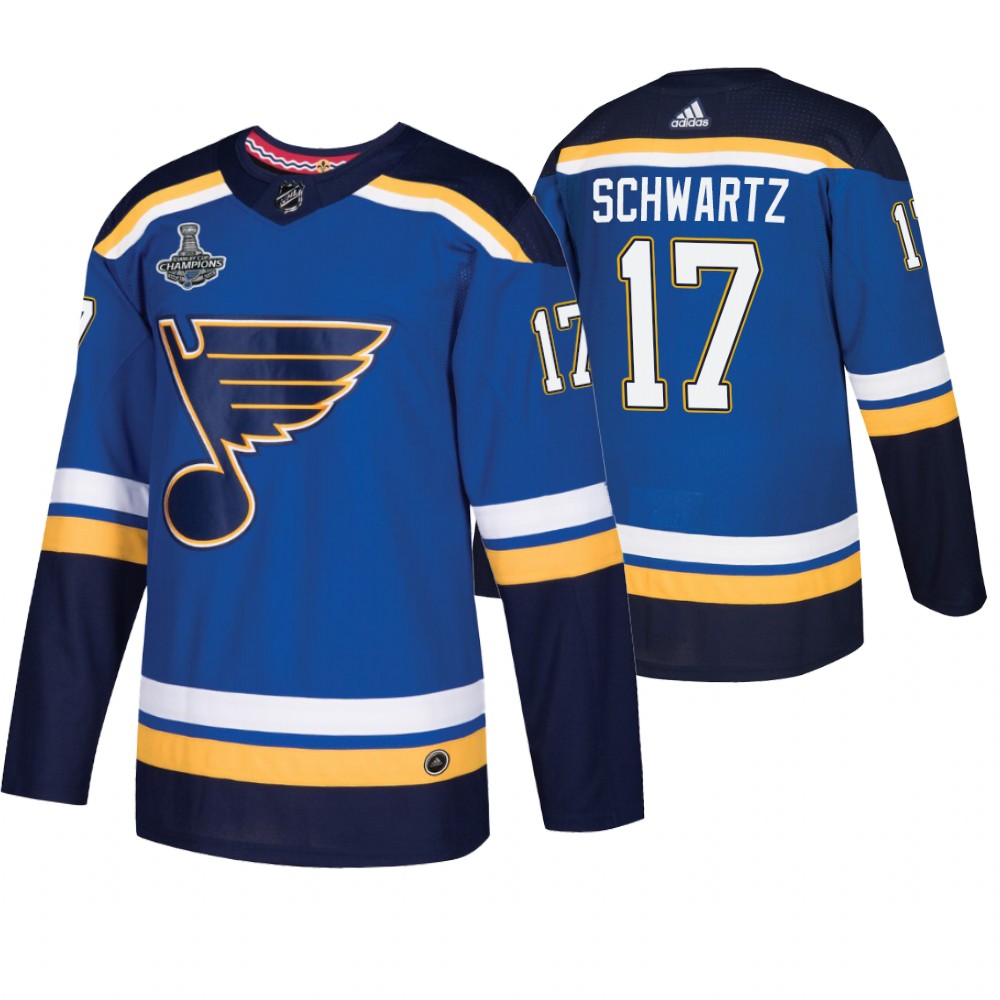 St. Louis Blues Jaden Schwartz Royal 2019 Stanley Cup Champions Men's Jersey