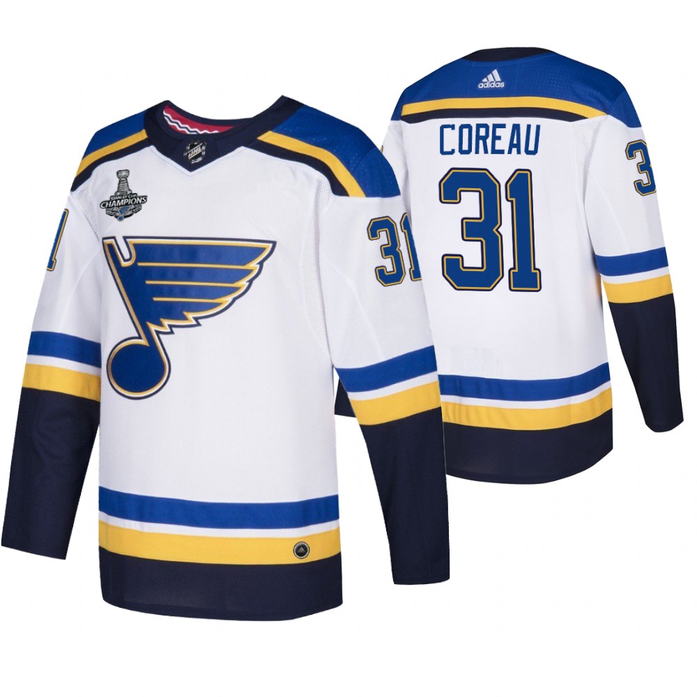 St. Louis Blues Jared Coreau White 2019 Stanley Cup Champions Men's Jersey