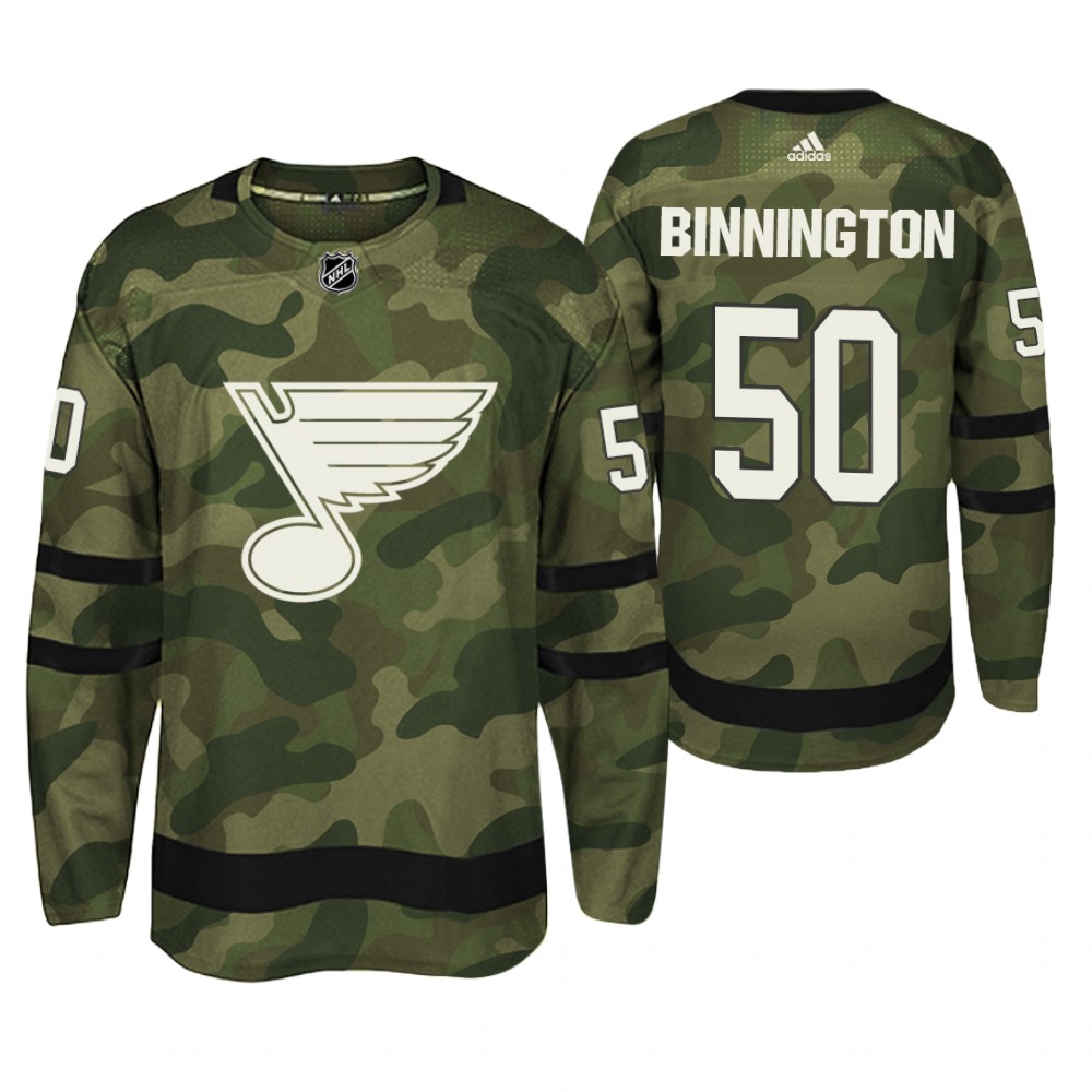 St. Louis Blues Jordan Binnington Camo Armed Special Forces Player Jersey