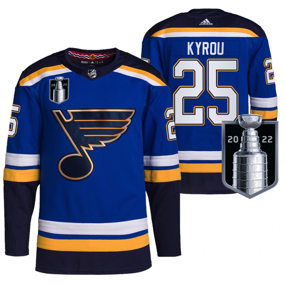 St. Louis Blues Jordan Kyrou Blue 2022 Stanley Cup Playoffs Authentic Pro Jersey