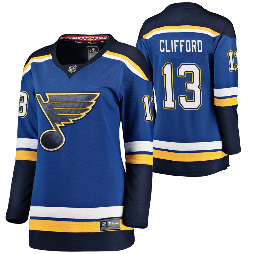 St. Louis Blues Kyle Clifford Women Royal 2020-21 Home Jersey