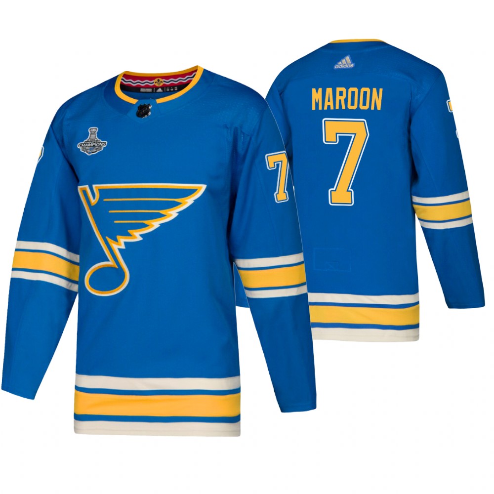 St. Louis Blues Pat Maroon Blue 2019 Stanley Cup Champions Men's Jersey