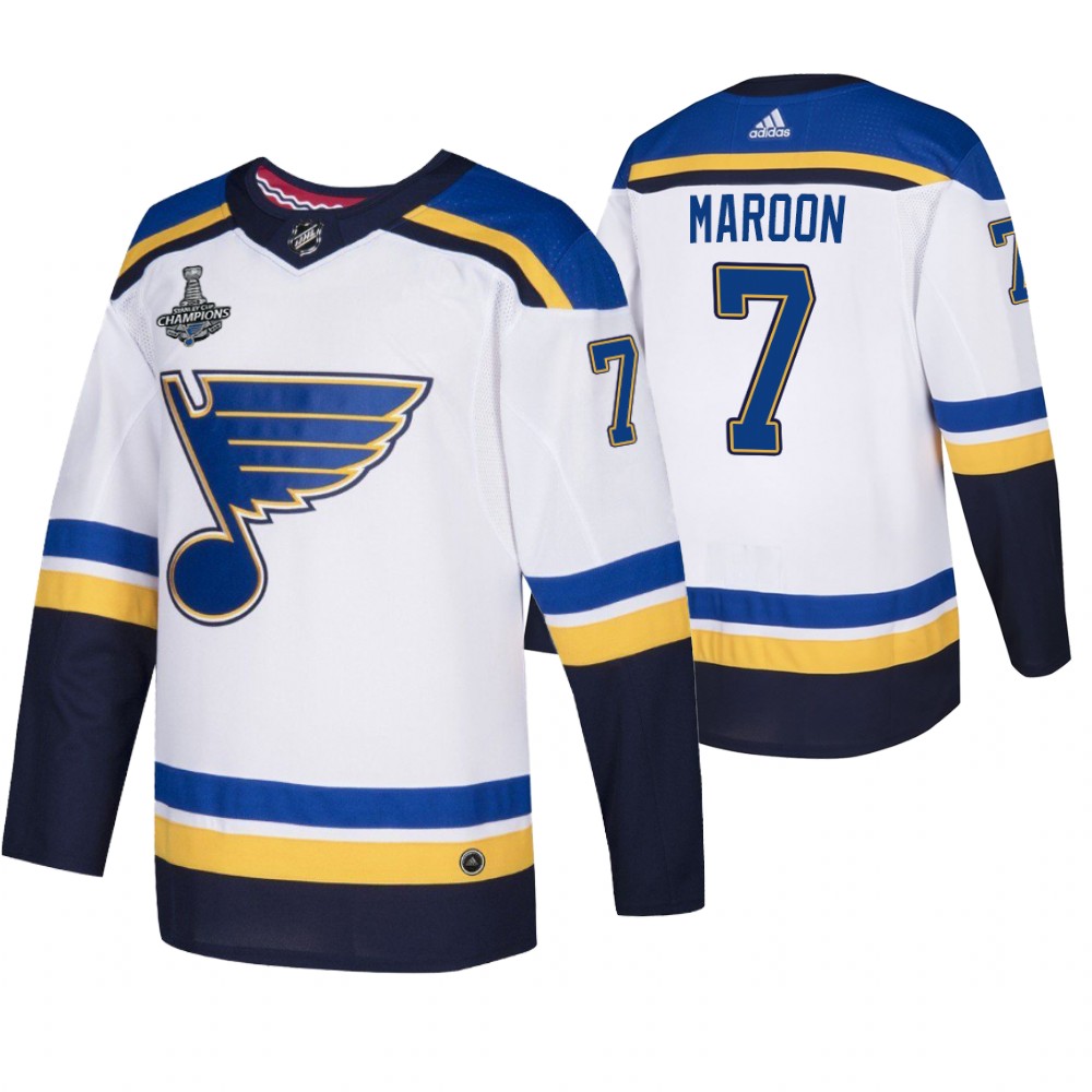 St. Louis Blues Pat Maroon White 2019 Stanley Cup Champions Men's Jersey