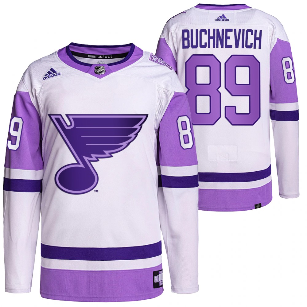 St. Louis Blues Pavel Buchnevich HockeyFightsCancer White Primegreen Authentic Jersey
