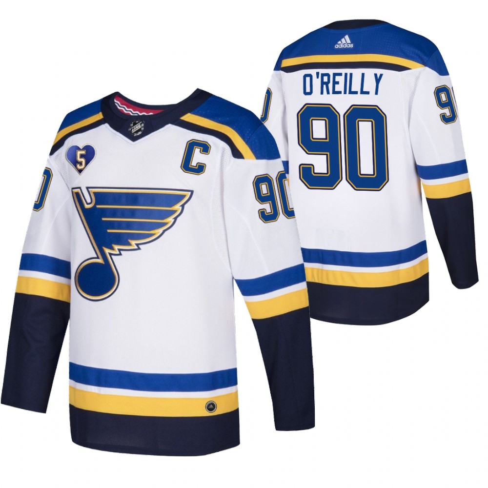 St. Louis Blues Ryan O'Reilly White 2021 Bobby Plager Momorial No.5 Patch Jersey