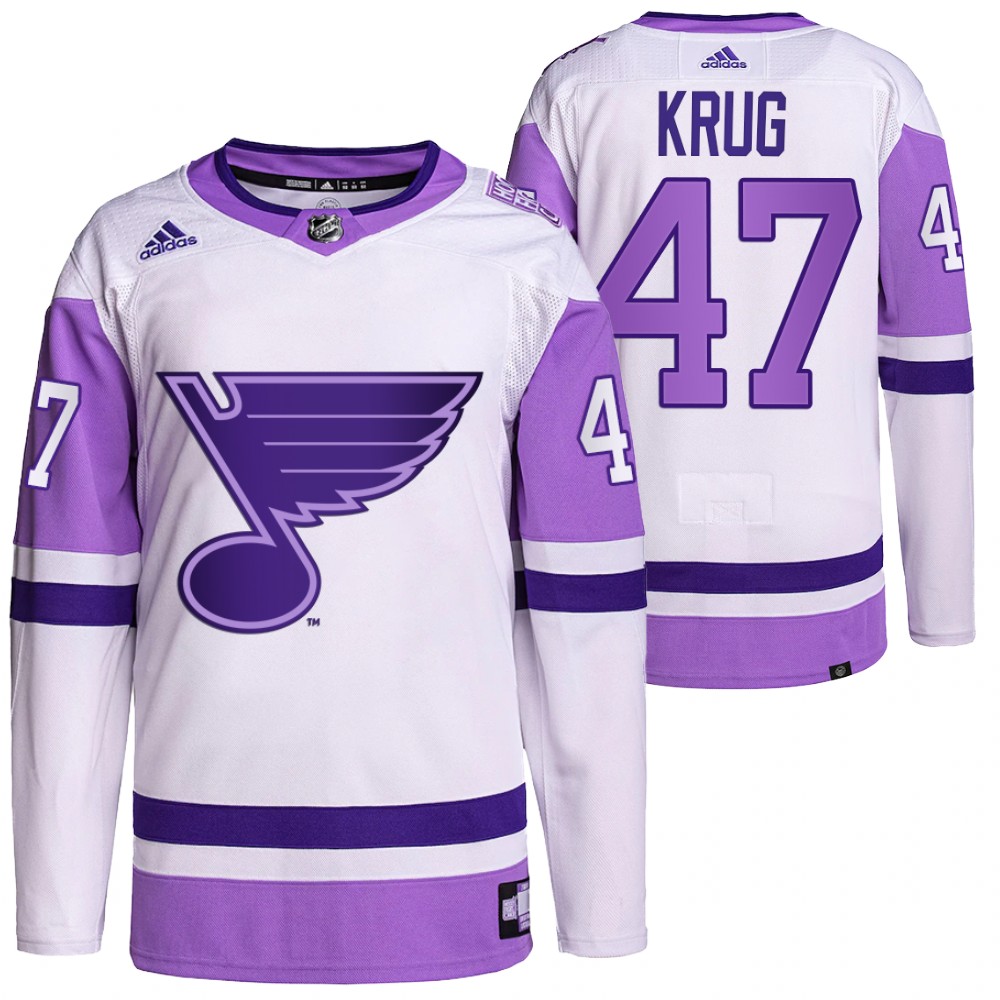 St. Louis Blues Torey Krug HockeyFightsCancer White Primegreen Authentic Jersey