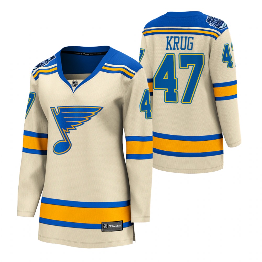 St. Louis Blues Torey Krug Women Cream 2022 Winter Classic Jersey