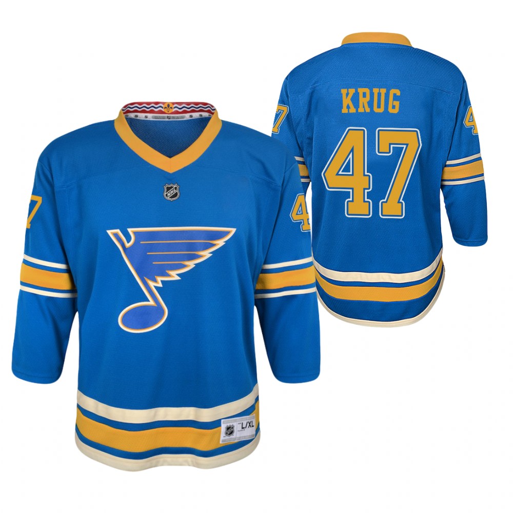 St. Louis Blues Torey Krug youth Blue 2020-21 Alternate Jersey