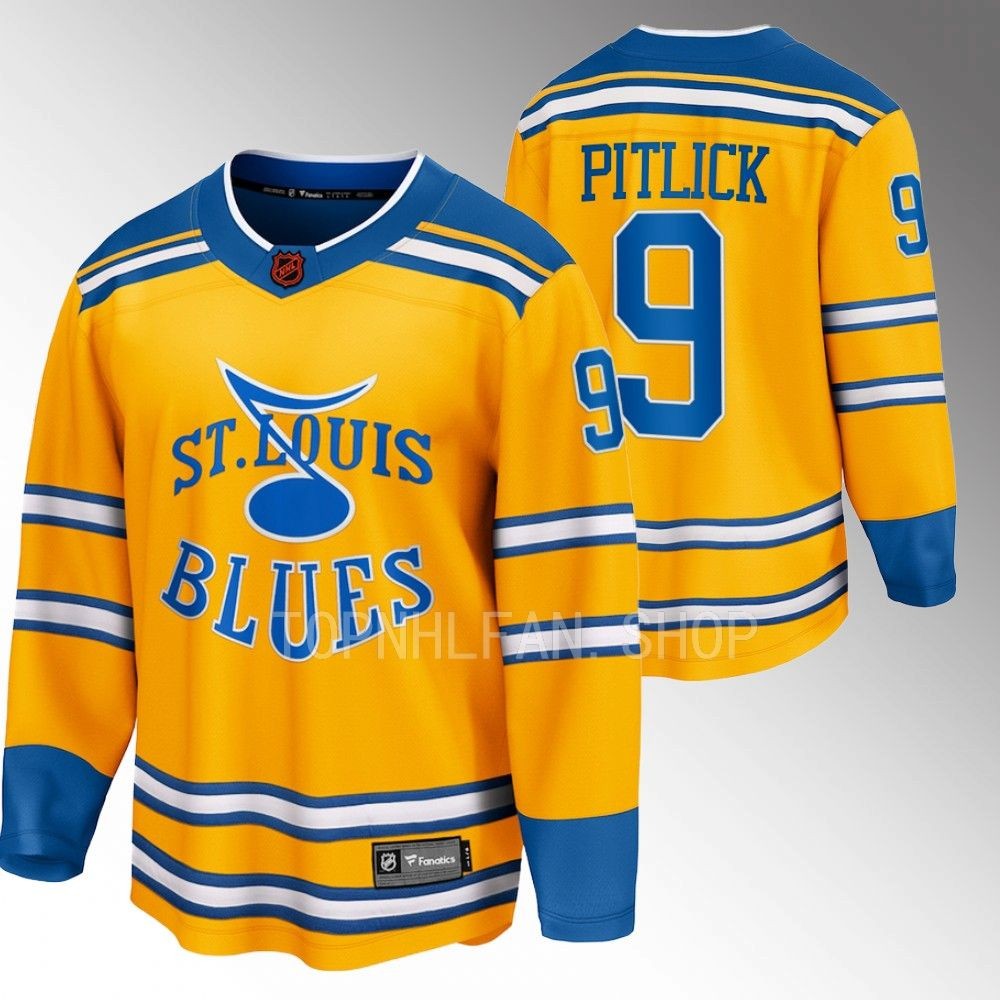 St. Louis Blues Tyler Pitlick Yellow 2022 Special Edition 2.0 Breakaway Retro Jersey