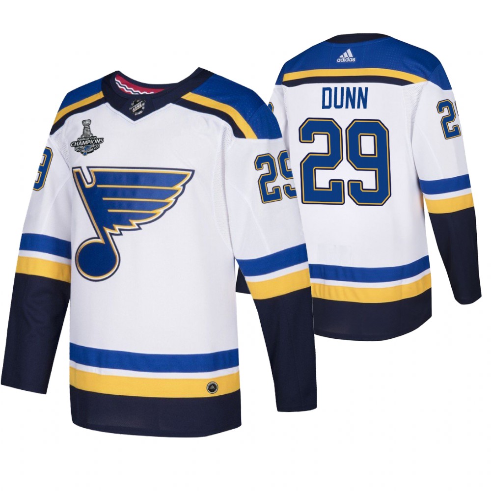 St. Louis Blues Vince Dunn White 2019 Stanley Cup Champions Men's Jersey