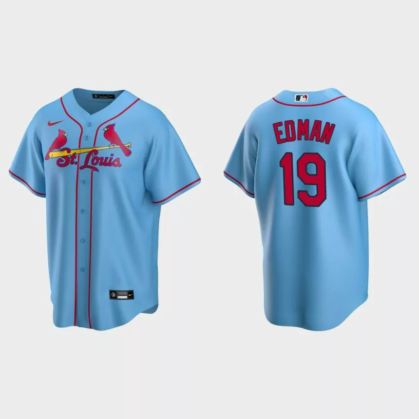 St. Louis Cardinals #19 Tommy Edman Replica Alternate Jersey – Light Blue