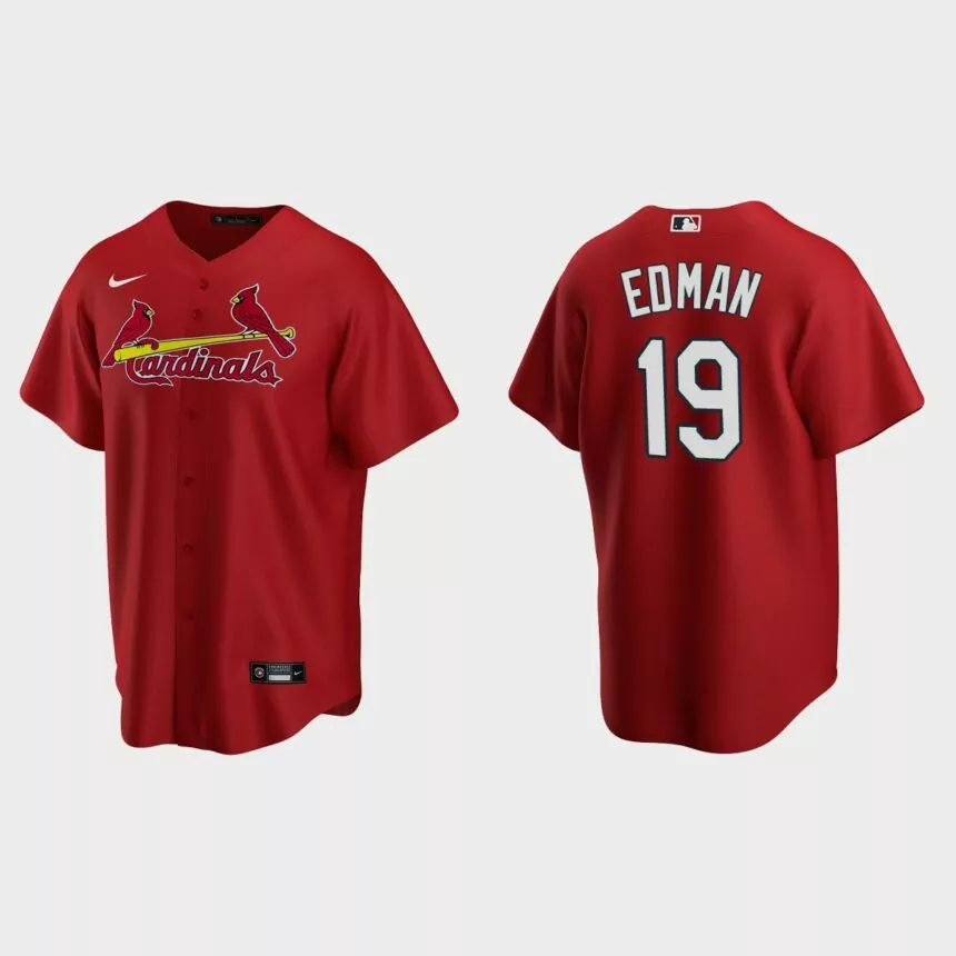 St. Louis Cardinals #19 Tommy Edman Replica Alternate Jersey – Red