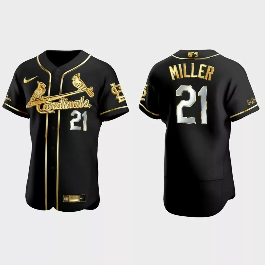 St. Louis Cardinals #21 Andrew Miller Gold Edition Authentic Jersey – Black