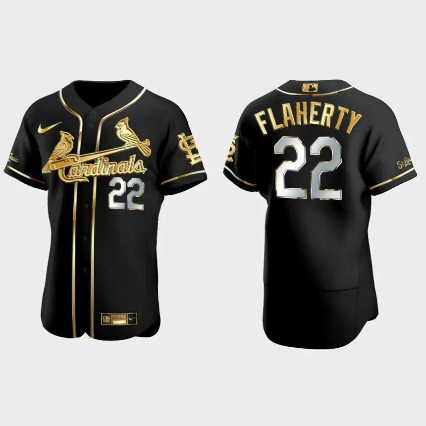 St. Louis Cardinals #22 Jack Flaherty Gold Edition Authentic Jersey – Black