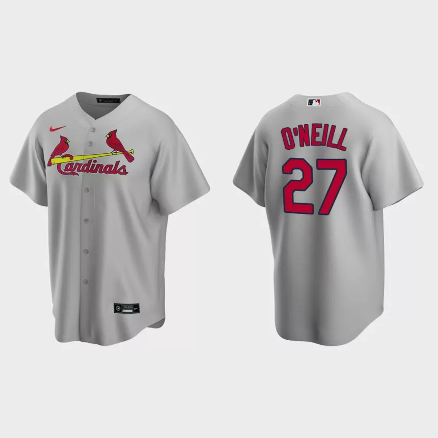St. Louis Cardinals #27 Tyler O’Neill Replica Road Jersey – Gray