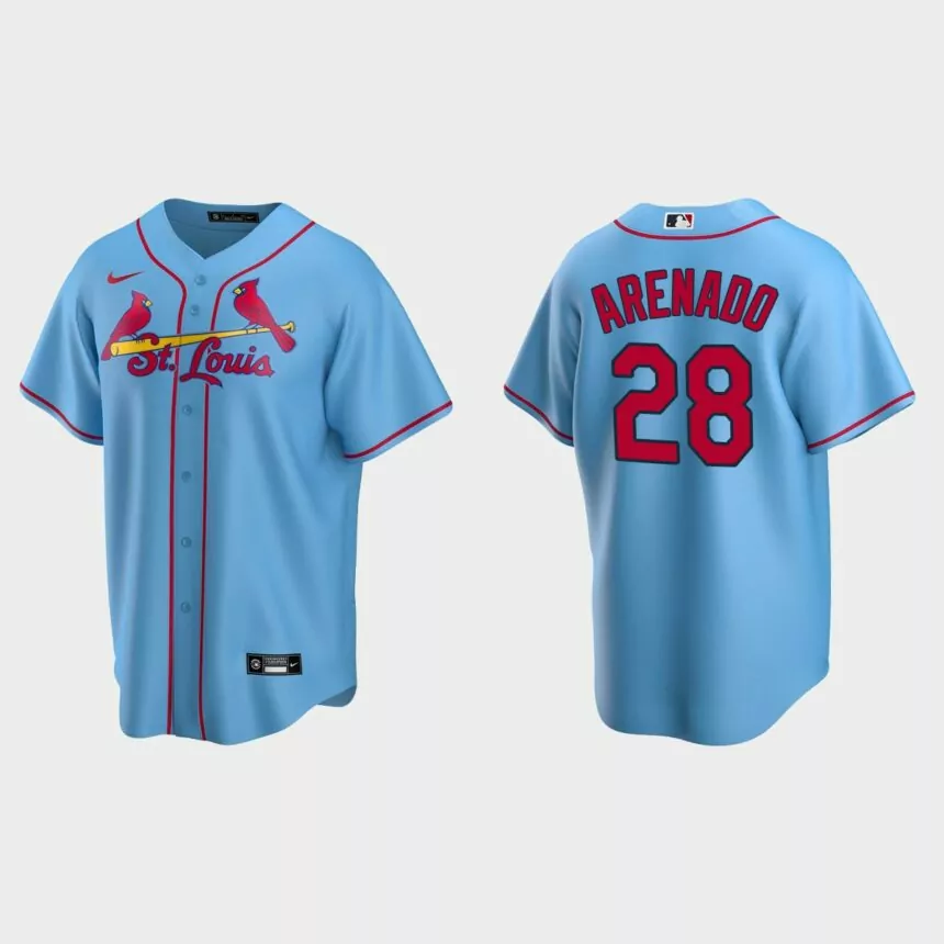 St. Louis Cardinals #28 Nolan Arenado Replica Alternate Jersey – Light Blue
