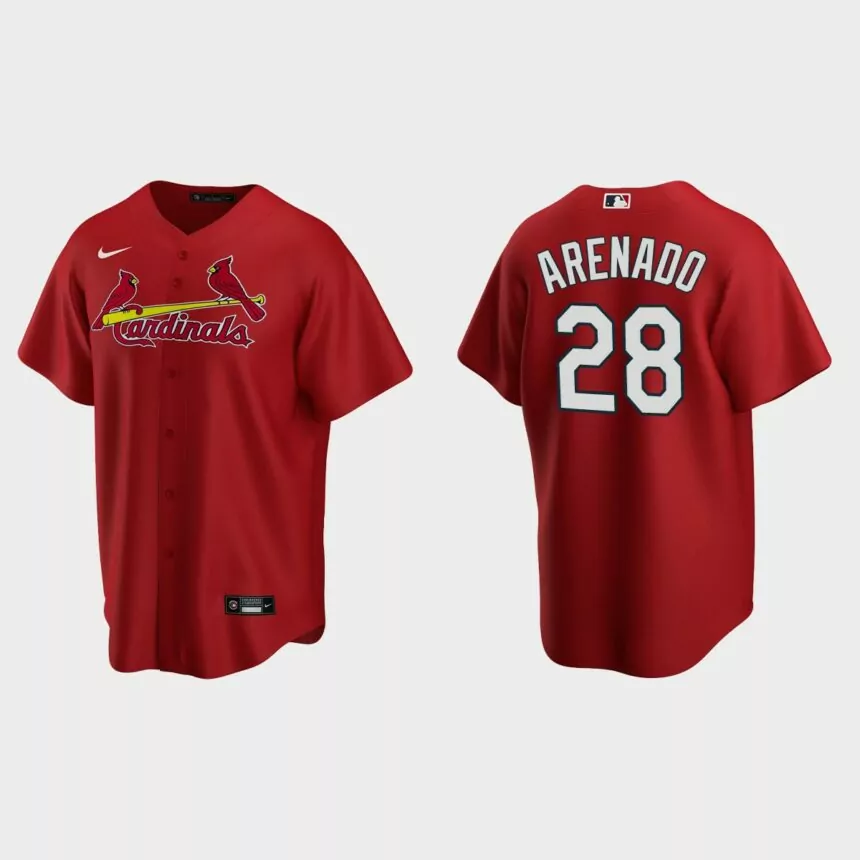 St. Louis Cardinals #28 Nolan Arenado Replica Alternate Jersey – Red