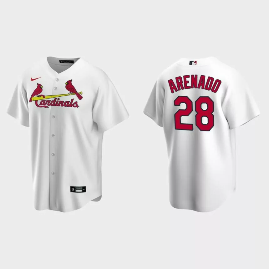 St. Louis Cardinals #28 Nolan Arenado Replica Home Jersey – White