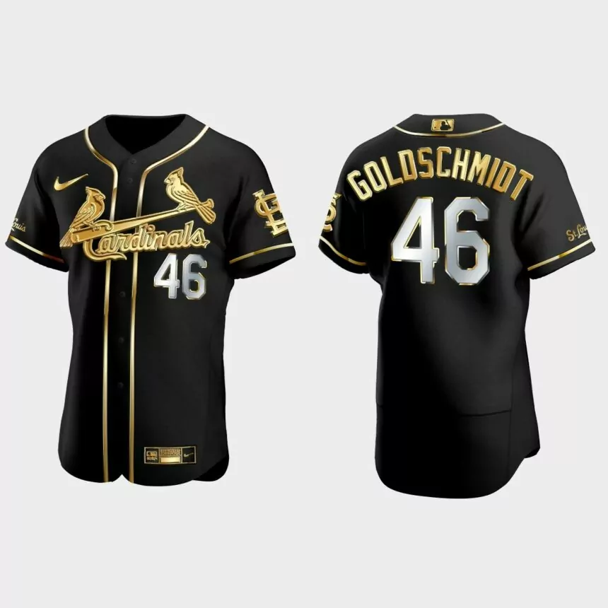 St. Louis Cardinals #46 Paul Goldschmidt Gold Edition Authentic Jersey – Black