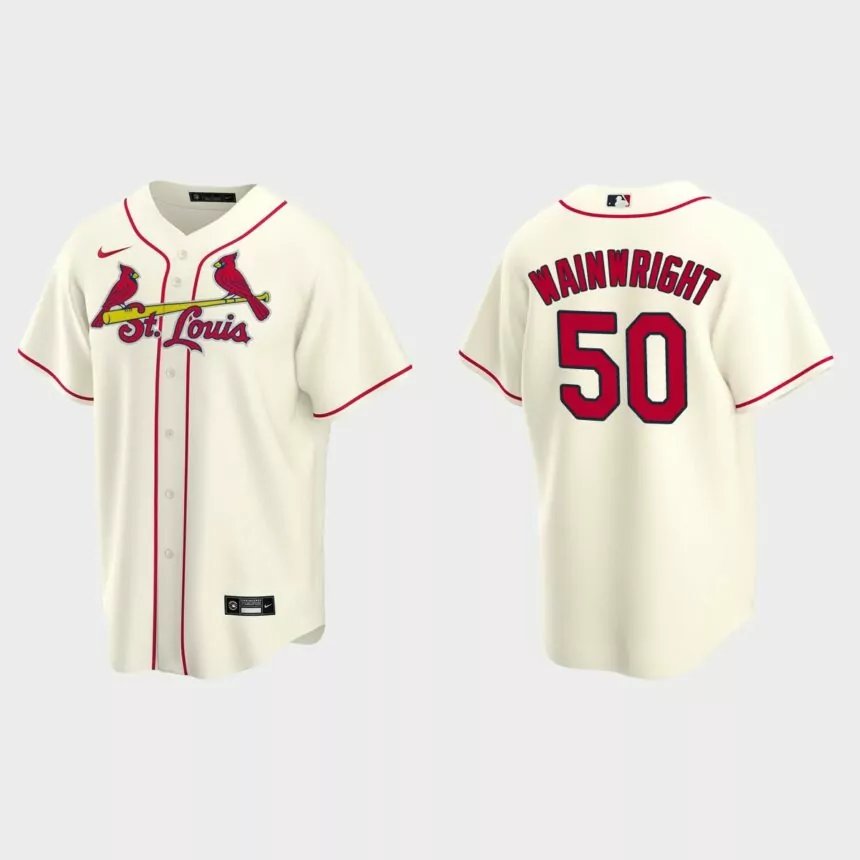 St. Louis Cardinals #50 Adam Wainwright Replica Alternate Jersey – Cream