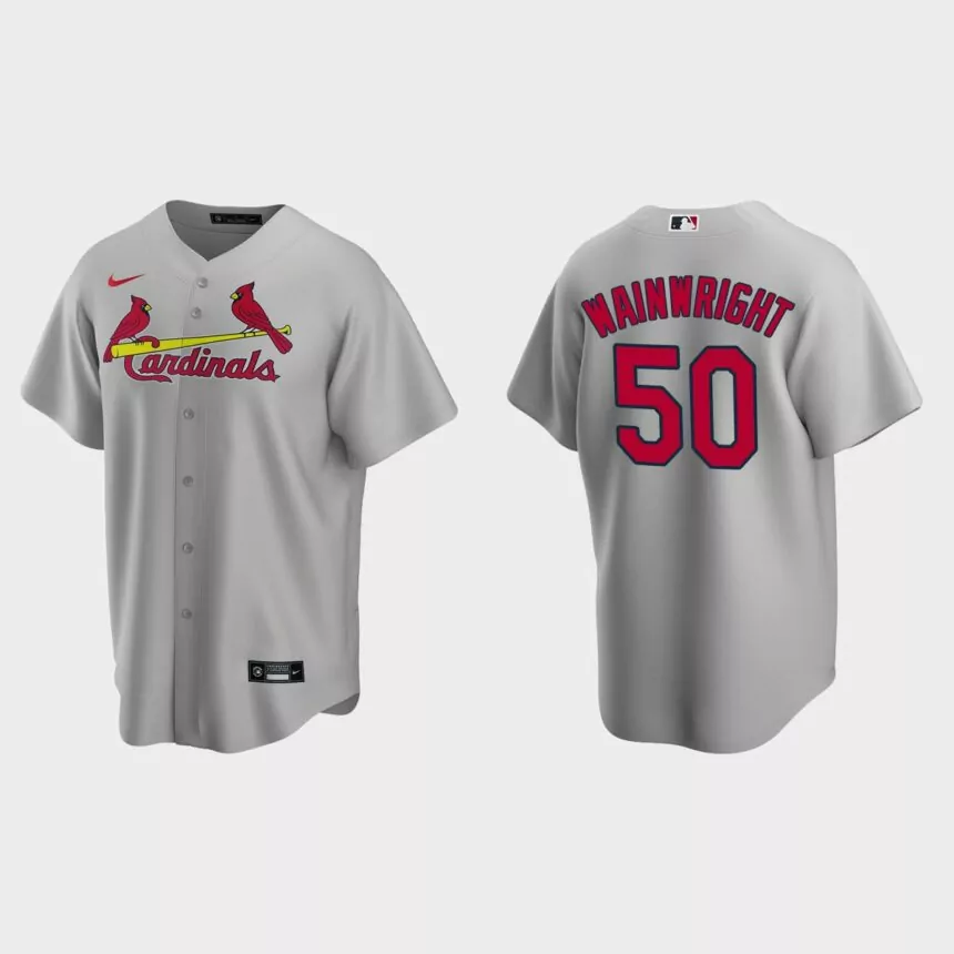 St. Louis Cardinals #50 Adam Wainwright Replica Road Jersey – Gray