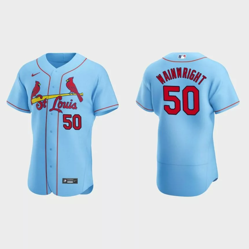 St. Louis Cardinals Adam Wainwright #50 Light Blue Authentic 2020 Alternate Jersey
