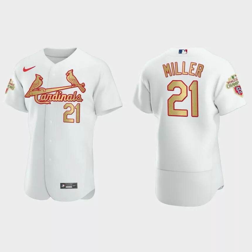 St. Louis Cardinals Andrew Miller White Gold 2011 World Series Champions Jersey