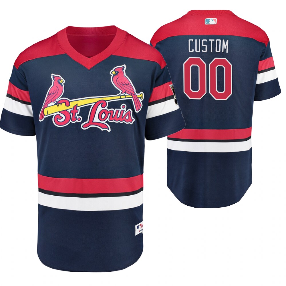 St. Louis Cardinals Custom Navy Crossover St. Louis Cardinals Flex Base Jersey