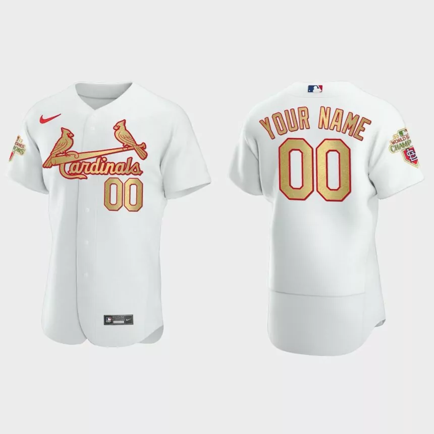 St. Louis Cardinals Custom White Gold 2011 World Series Champions Jersey