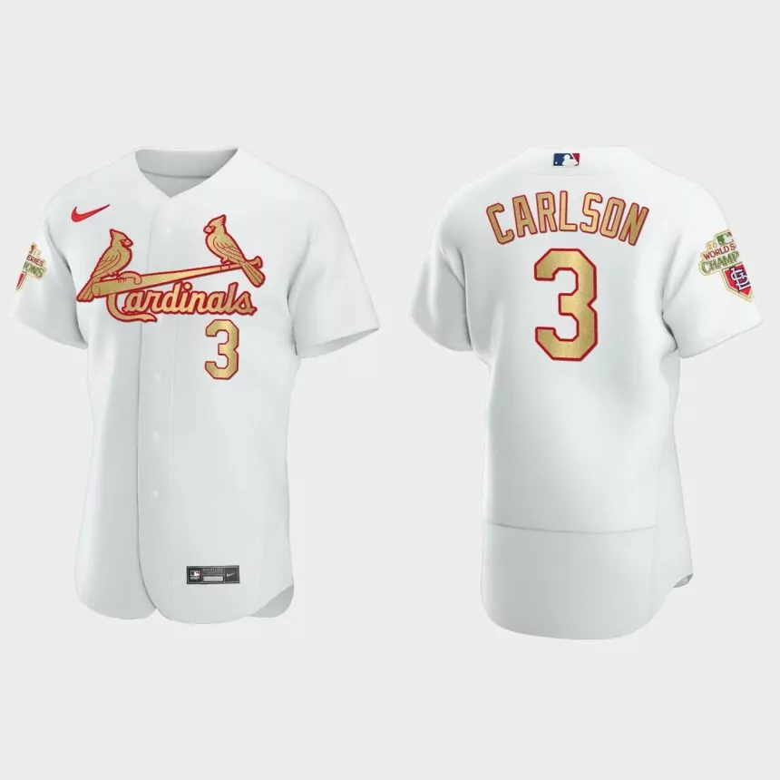 St. Louis Cardinals Dylan Carlson White Gold 2011 World Series Champions Jersey