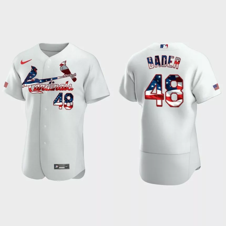 St. Louis Cardinals Harrison Bader 2020 Stars & Stripes 4th of July Jersey – White