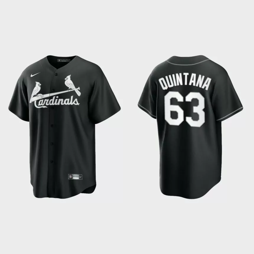 St. Louis Cardinals Jose Quintana Replica Official Jersey – Black White