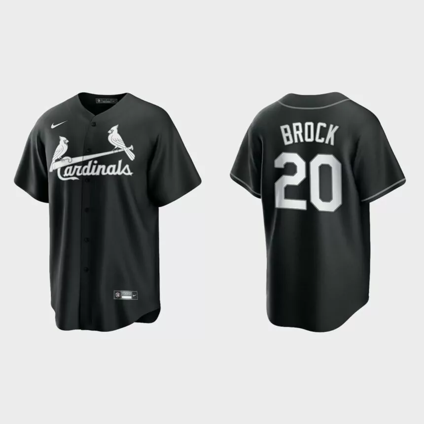 St. Louis Cardinals Lou Brock 2021 All Black Fashion Replica Jersey – Black White