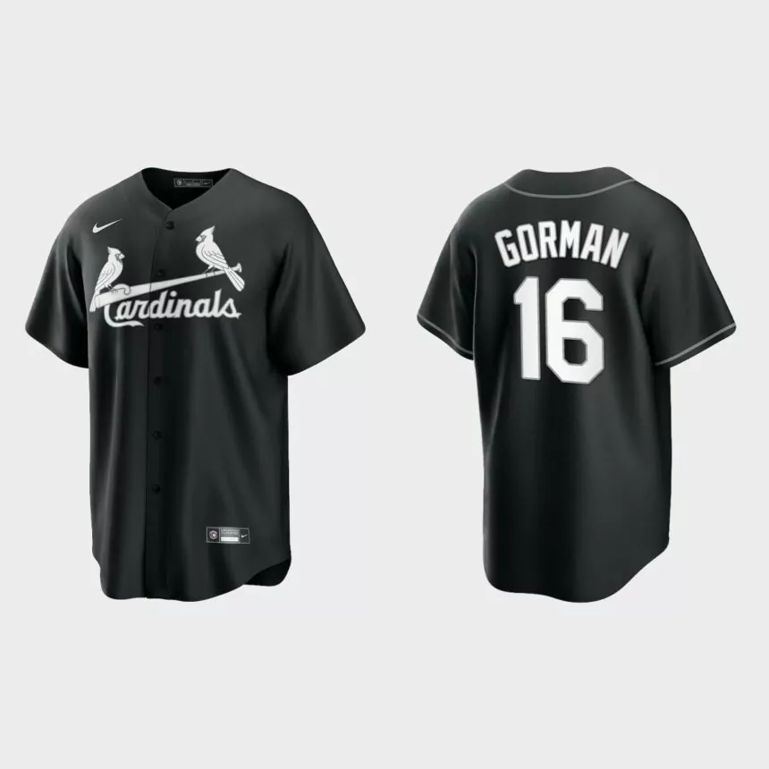St. Louis Cardinals Nolan Gorman Replica Official Jersey – Black White