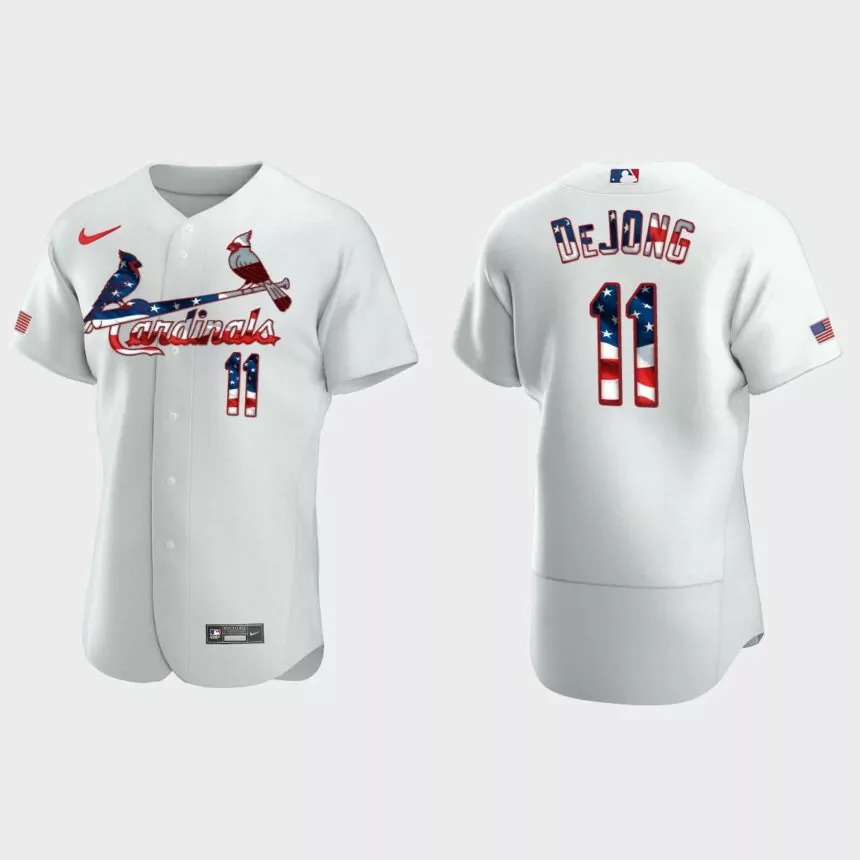 St. Louis Cardinals Paul DeJong 2020 Stars & Stripes 4th of July Jersey – White