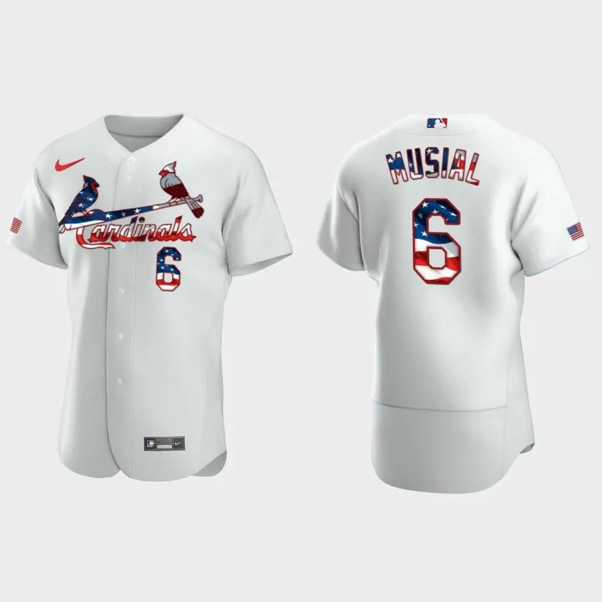 St. Louis Cardinals Stan Musial 2020 Stars & Stripes 4th of July Jersey – White