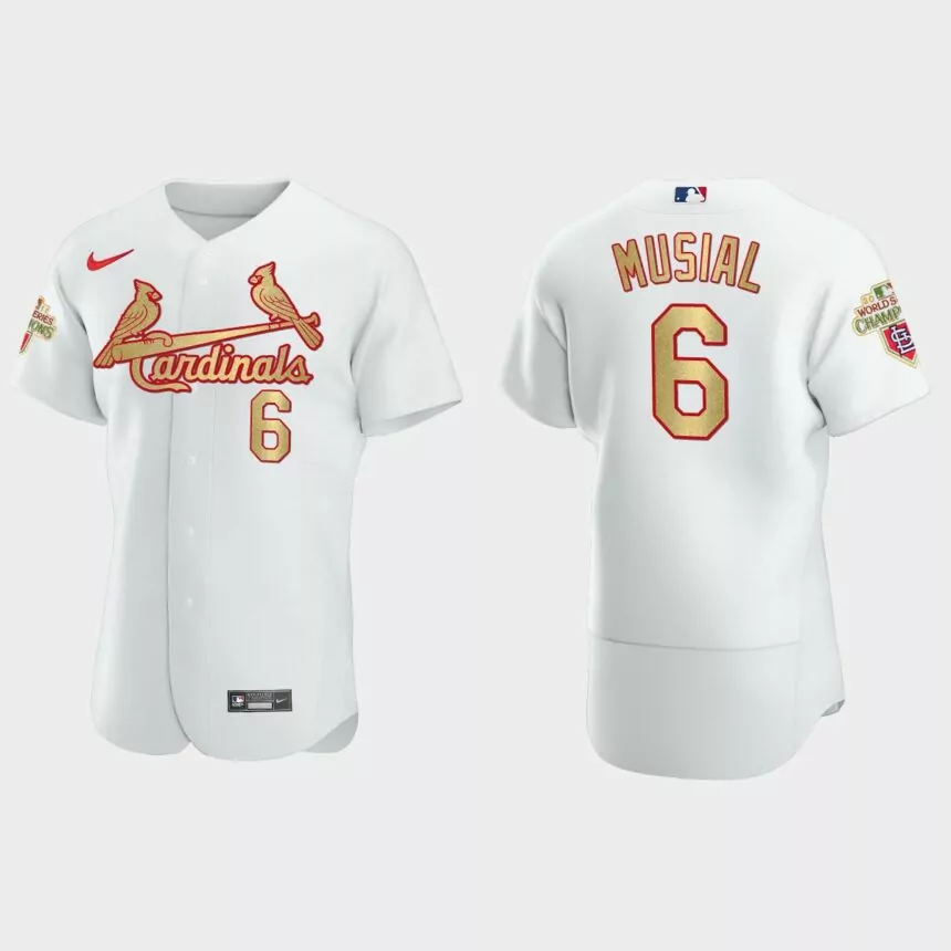 St. Louis Cardinals Stan Musial White Gold 2011 World Series Champions Jersey